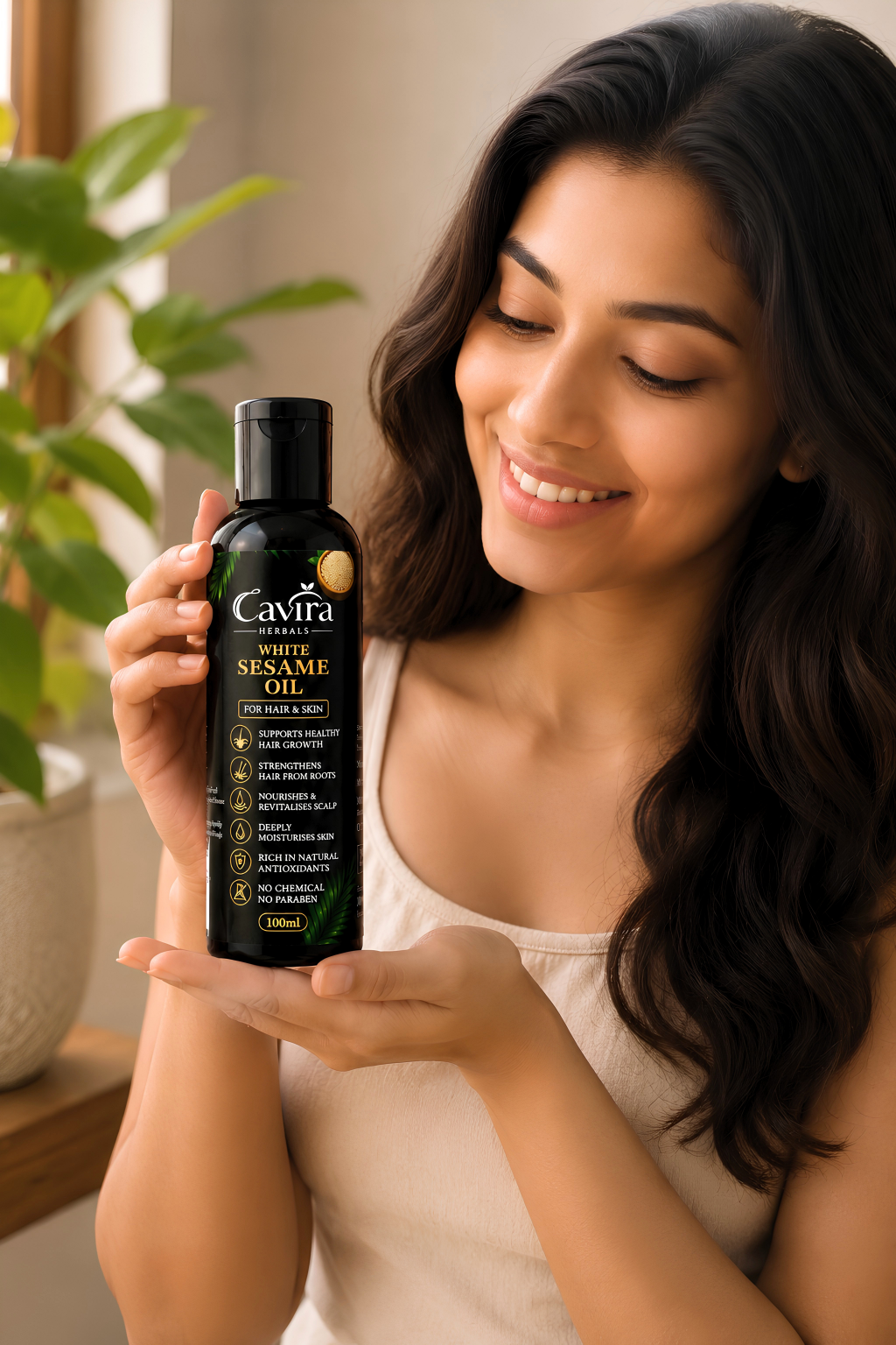 Cavira Herbals Pure White Sesame Oil for Hair & Skin | Cold Pressed Til Oil for Hair Growth, Scalp Nourishment, Moisturizing & Glowing Skin | Natural Care for Men & Women- 100ml - Image 3